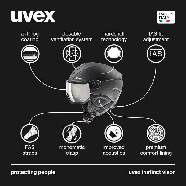 uvex Instinct Visor, Adjustable Ski & Snowboard Helmet with Integrated Visor for Women & Men