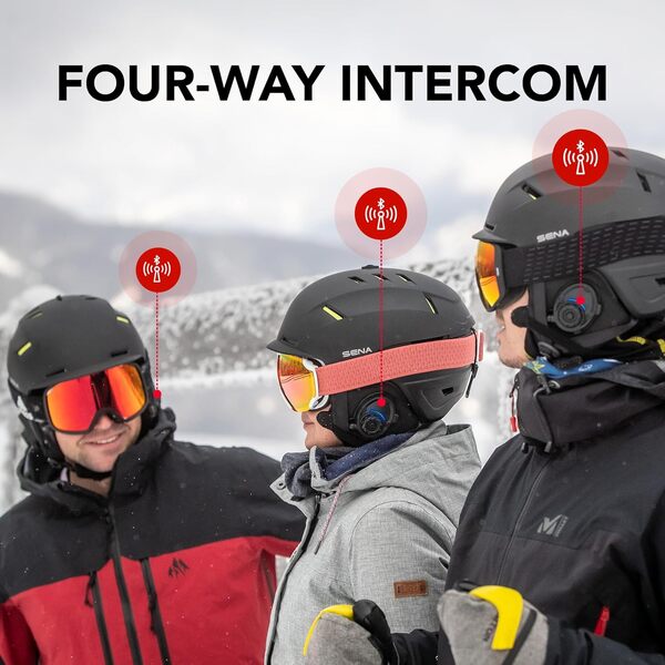 SENA Latitude S1, Casque de Ski avec Haut-parleurs et Microphone intégrés, intercom Bluetooth à Quatre Voies, Communication Mains Libres, écouter de la Musique, Certifié CE