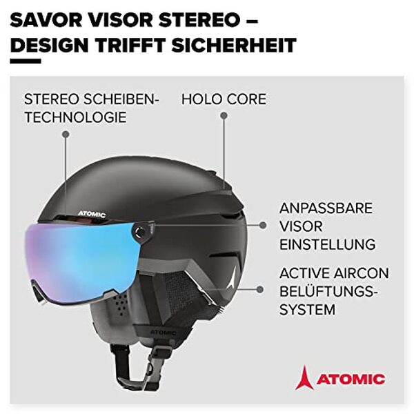 Optez pour le casque de ski Atomic Savor Visor Stereo noir. Plongez dans notre test complet pour découvrir ce modèle alliant design, confort et innovation technologique, idéal pour vos aventures en montagne.